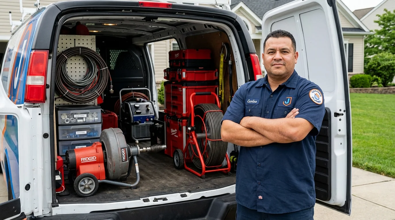 Professional drain cleaning equipment and Johns Plumbing LLC plumber in Glasgow