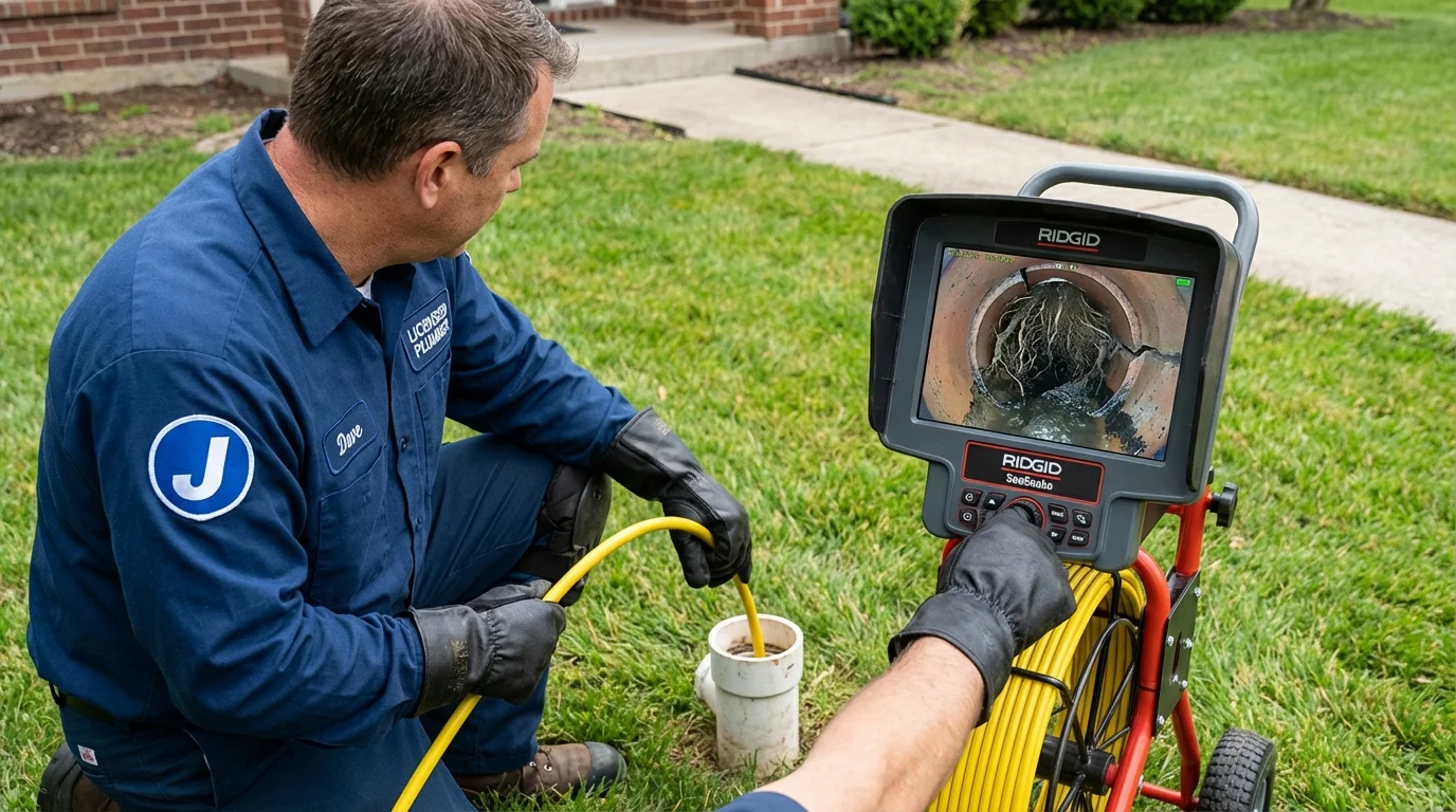 Sewer camera inspection being performed by Johns Plumbing LLC in Glasgow