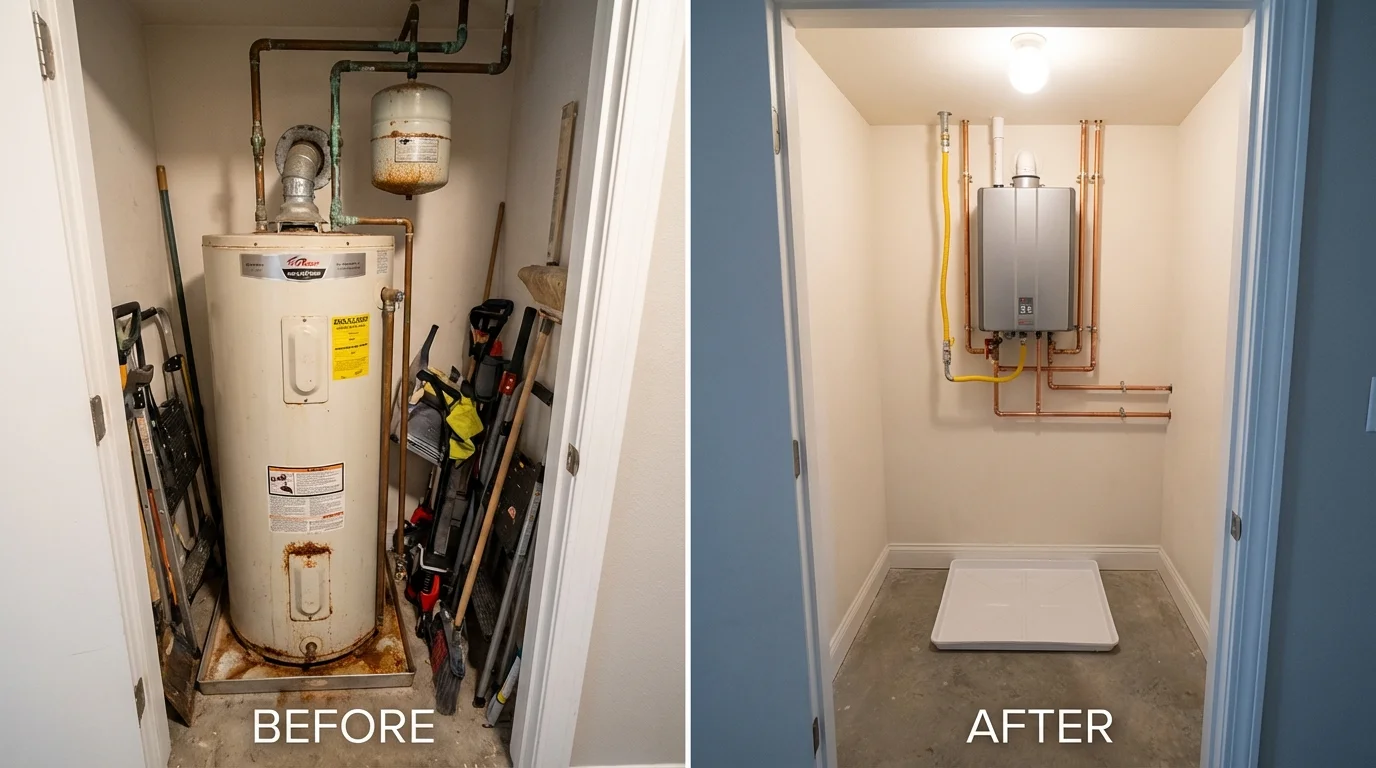 Tank water heater versus wall-mounted tankless unit comparison for Glasgow, MO homeowners